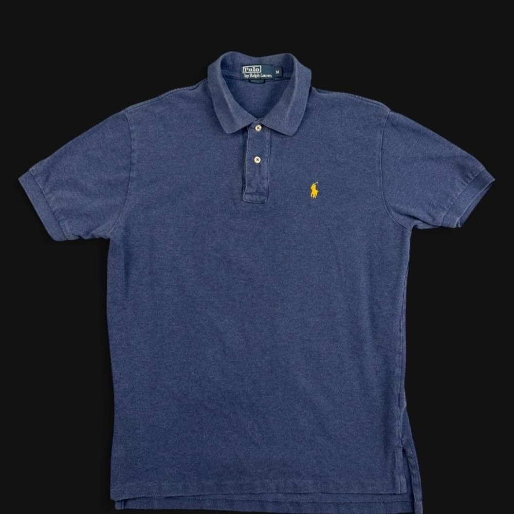 Vintage Polo Ralph Lauren Men's Heathered Blue Polo Shirt – Size Medium